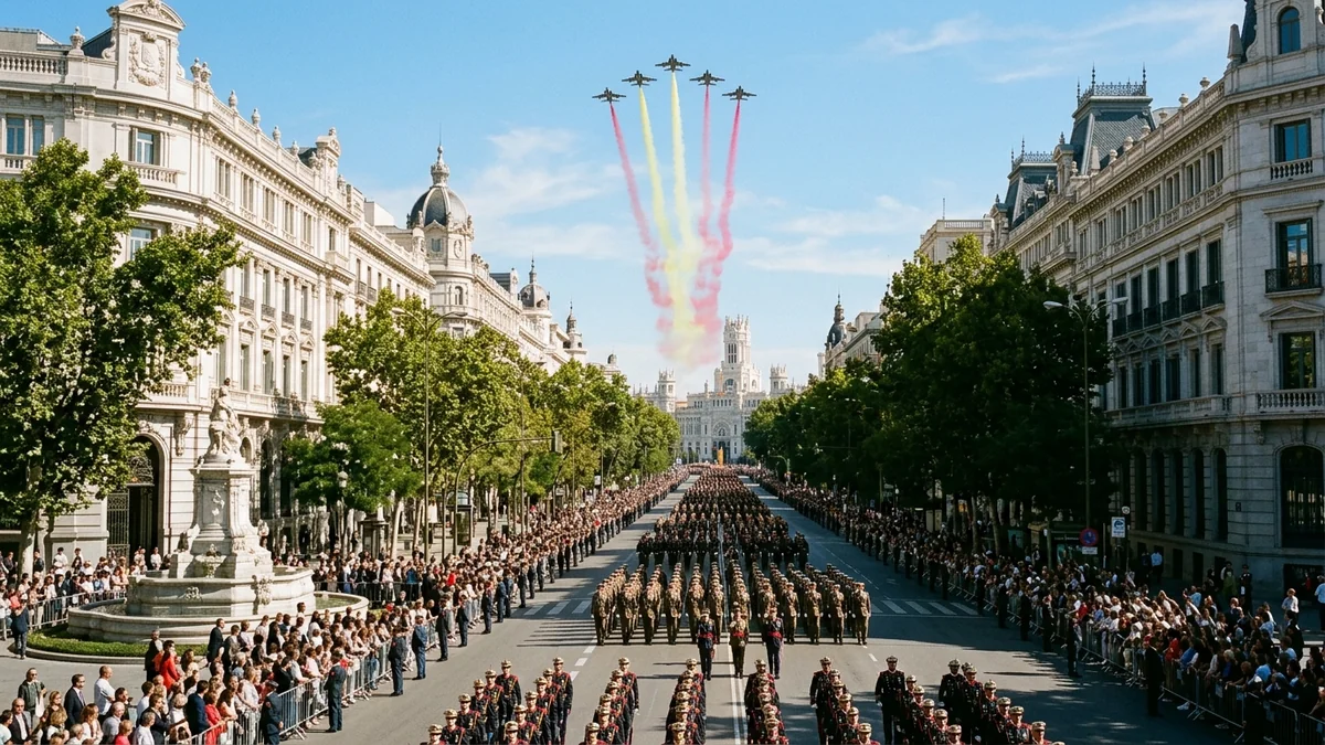 スペインのナショナル・デー、マドリードで軍事パレード──総選挙を前にサンチェス首相に罵声、国王には拍手。レオノール王女は軍の教育を終え陸軍の礼装で